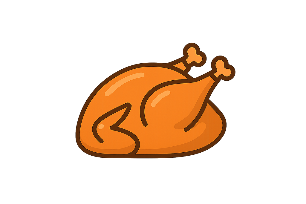 Orange roast chicken icon with transparent background